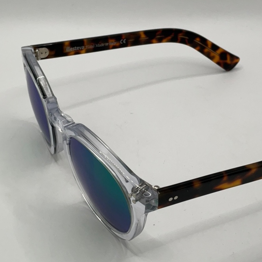 Illesteva Leonard 2- Clear/Havana w/Aqua Green Mirror - Picture 7 of 16